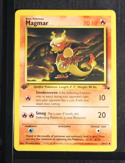 PSA 8 NEAR MINT MINT 1999 Pokemon Fossil Set #39 Magmar 1st Edition !!! - Image 3