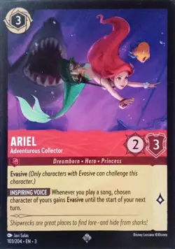 103/204 ARIEL ADVENTUROUS COLLECTOR INKLANDS SUPER RARE DISNEY LORCANA CARD - Image 1