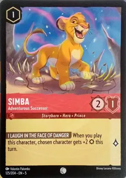 125/204 SIMBA ADVENTUROUS SUCCESSOR SHIMMERING SKIES COMMON DISNEY LORCANA CARD - Image 1