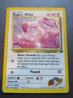 2000 Koga's Ditto Pokemon Card MP Holo Gym Challenge Set 10/132 WOTC - Image 1