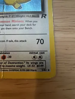 Pokemon Dark Dragonite Holo Rare TCG Card 5/82 DAMAGED - Image 5