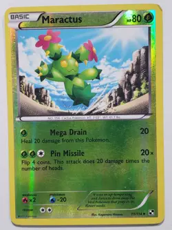 REVERSE HOLO Maractus 11/114 PL - Black White Pokemon Card - Kagemaru Himeno Art - Image 1