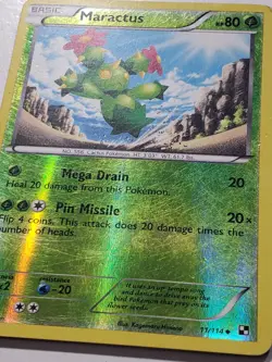 REVERSE HOLO Maractus 11/114 PL - Black White Pokemon Card - Kagemaru Himeno Art - Image 2