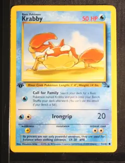 PSA 8 NEAR MINT-MINT 1999 Pokemon Fossil #51 Krabby 1st Edition !!! - Image 3