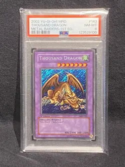 2002 Yugioh Metal Raiders THOUSAND DRAGON MRD-143 1st Edition Secret Rare PSA 8! - Image 1