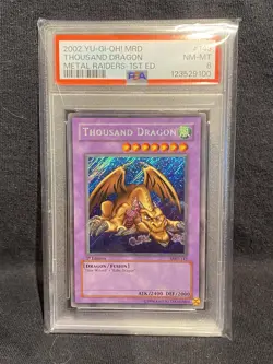 2002 Yugioh Metal Raiders THOUSAND DRAGON MRD-143 1st Edition Secret Rare PSA 8! - Image 3