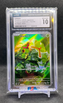 2023 Pokemon Japanese Scarlet & Violet 151 AR Caterpie #172 CGC 10 GEM MINT - Image 1