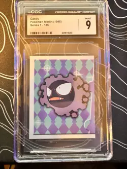 Gastly Merlin 1998 Series 1 #185 Sticker CGC 9 Pokemon - Image 1