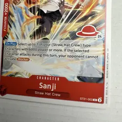 One Piece card, Sanji ST21-003 C, red straw hat logo 24, Vinsmoke, English - Image 4