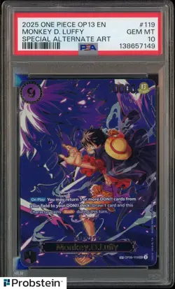 2025 One Piece OP13 EN Special Alternate Art #119 Monkey D. Luffy PSA 10 - Image 1