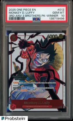 2025 One Piece Monkey.D.Luffy 3rd Ann. Event Winner Prize Promo ST01-012 PSA 10 - Image 1