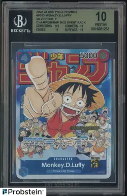 2022-24 One Piece Promos P033 Monkey D. Luffy Silver Foil Championship BGS 10 - Image 1