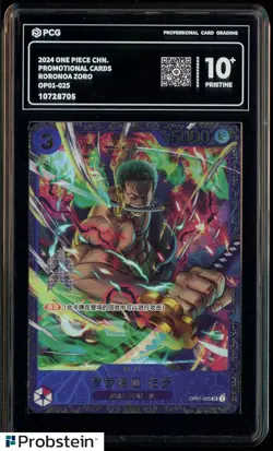 2024 One Piece Chinese Flagship Btl Promo OP01-025 Roronoa Zoro PCG 10 PRISTINE+ - Image 1