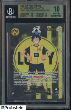 2025 ONE PIECE PROMOS BVB X ONE PIECE MATCH DAY 2025 #003 MONKEY D. LUFFY BGS 10 - Image 1