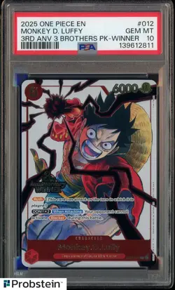 2025 One Piece Monkey.D.Luffy 3rd Ann. Event Winner Prize Promo ST01-012 PSA 10 - Image 1