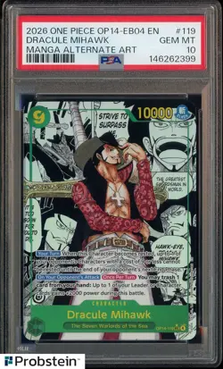 2026 One Piece OP14-EB04 En Manga Alternate Art #119 Dracule Mihawk PSA 10 - Image 1