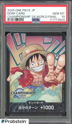 2025 ONE PIECE JPN CHAMPIONSHIP '24 WORLD FINAL DON!! CARD MONKEY D LUFFY PSA 10 - Image 1