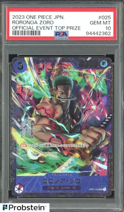 2023 One Piece JPN Official Event Top Prize #025 Roronoa Zoro PSA 10 GEM MINT - Image 1