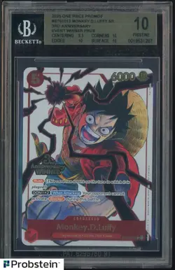 2025 One Piece Promos ST01012 Monkey D Luffy 3rd Anniversary Winner Prize BGS 10 - Image 1