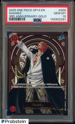 One Piece TCG Shanks Gold Foil Anniversary OP13 PSA 10 - Image 1