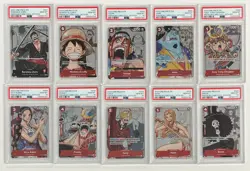 Lot (10) 2023 One Piece Premium Card Coll 25th ED Sequential PSA 10 Set w/ Luffy - Image 1