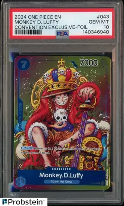 2024 One Piece EN Convention Exclusive Foil #043 Monkey D. Luffy PSA 10 GEM MINT - Image 1