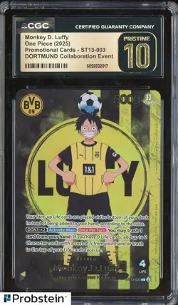 2025 ONE PIECE PROMOS BVB X MATCH DAY 2025 #003 MONKEY D. LUFFY CGC 10 PRISTINE - Image 1