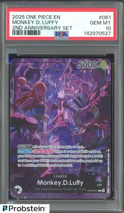 2025 One Piece EN 2nd Anniversary Set #061 Monkey D. Luffy PSA 10 GEM MINT - Image 1