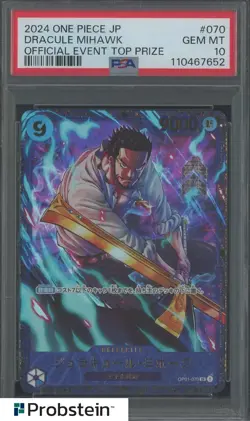 2024 One Piece JPN Official Event Top Prize #070 Dracule Mihawk PSA 10 GEM MINT - Image 1