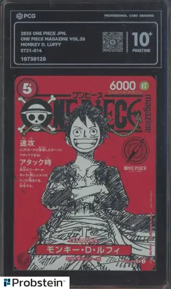 2025 One Piece JPN ST21 Promo Mag Vol.20 #014 Monkey D. Luffy PCG 10 PRISTINE+ - Image 1