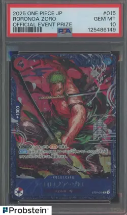 2025 One Piece JPN Official Event Prize #015 Roronoa Zoro PSA 10 GEM MINT - Image 1