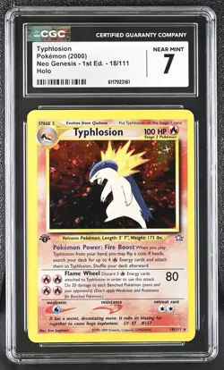 CGC 7 Typhlosion 2000 Neo Genesis 1st Edition 18/111 Holo Pokemon Card - Image 1