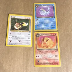 Pokemon TCG Team Rocket Eevee Dark Vaporeon Dark Flareon 3 Cards Regular English - Image 1