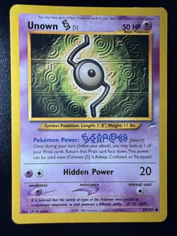FREE SHIPPING Unown S 87/105 Neo Destiny - Common Pokemon Card - Image 1
