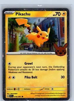 Pokemon tcg: Trick or Trade BOOster 2024 Pikachu #018/091 -NM Rare,Cosmos Holo - Image 1