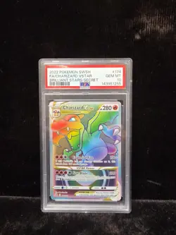 2022 Pokemon SWSH Brilliant Stars Secret #174 FA Charizard VStar PSA 10 GEM MINT - Image 1
