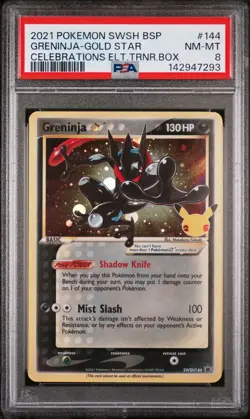 2021 POKEMON SWSH BLACK STAR PROMO #144 GRENINJA-GOLD STAR PSA 8 - Image 1