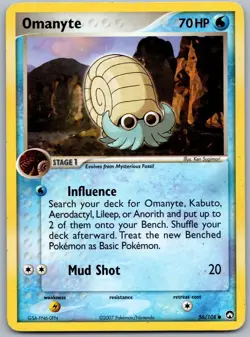 Pokemon EX Power Keepers Omanyte Card 56/108 Common 2007 MP - Image 1