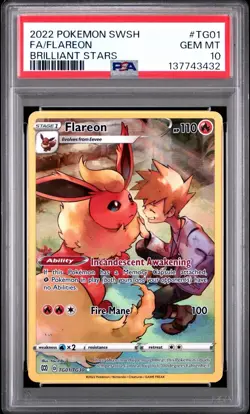 2022 POKEMON SWORD & SHIELD BRILLIANT STARS #TG01 FULL ART/FLAREON PSA 10 - Image 1