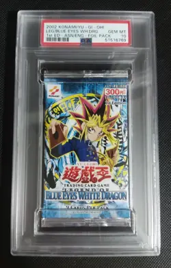 2002 Yu-Gi-Oh LoB Legend Blue Eyes White Dragon 1st Ed Graded Sealed Pack PSA 10 - Image 1
