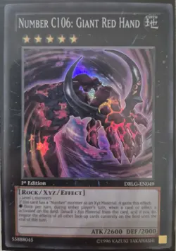 YuGiOh Number C106: Giant Red Hand Super Rare 1st Edition DRLG-EN049 - Image 1