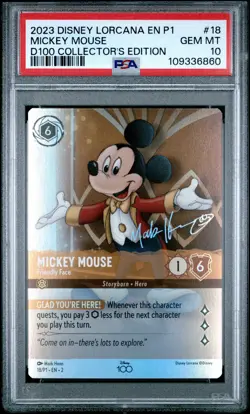 2023 DISNEY LORCANA EN P1-PROMO #18 MICKEY MOUSE - FRIENDLY FACE PSA 10 - Image 1