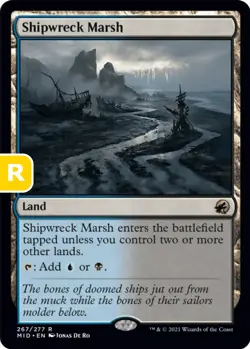 MTG Shipwreck Marsh Midnight Hunt Rare Land NM - Image 1