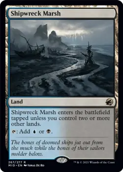 MTG Shipwreck Marsh Midnight Hunt Rare Land NM - Image 2