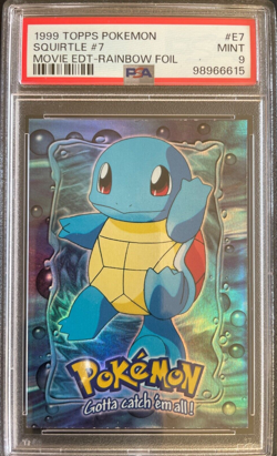 Pokemon 1999 Topps Movie Edition Squirtle Rainbow Foil E7 PSA MINT 9 - Image 1