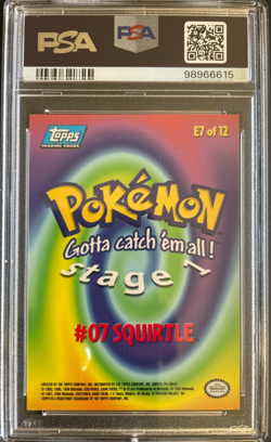 Pokemon 1999 Topps Movie Edition Squirtle Rainbow Foil E7 PSA MINT 9 - Image 2