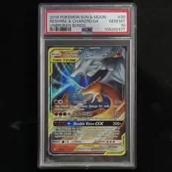 Pokemon Reshiram & Charizard GX Tag Team Unbroken Bonds 20/214 PSA 10 - Image 1