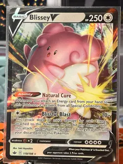 Blissey V 119/198 Pokemon Chilling Reign TCG 2021 Near Mint Holo Rare - Image 2