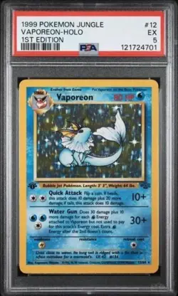 1999 Pokemon 1st Edition Vaporeon (Holo) Jungle #12 PSA 5 EX New cert - Image 1