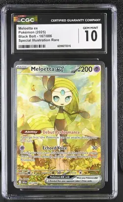 MELOETTA EX SPECI4L ILL RARE POKEMON GER BLK DE-BLCK BOLT 2025 167 no PSA CGC 10 - Image 1